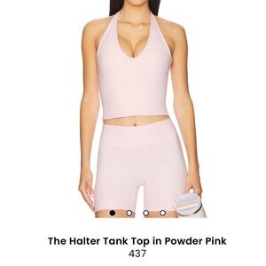 437 Powder Pink Halter Tank Top & leggings set